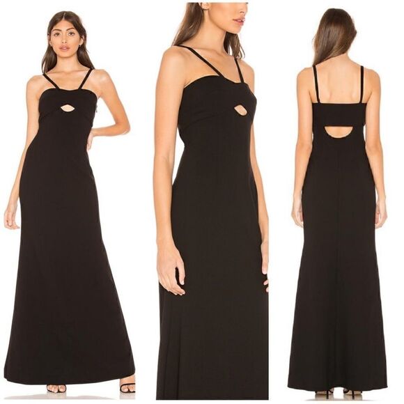 JILL Jill Stuart Black Sweetheart Neck Keyhole Evening Maxi Gown || SZ 0 - Picture 1 of 9